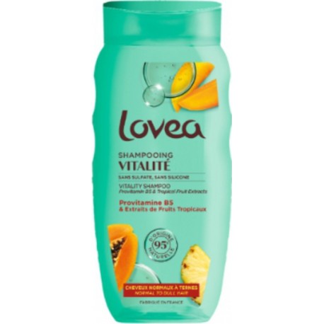 LOVEA Shampoing Vitalité pour Cheveux Normaux à Ternes Sans Sulfate Extraits de Fruits Tropicaux 250ml