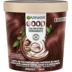 GARNIER Coloration Permanente 6.52 Châtain Acajou Clair Groseille Sans Ammoniaque Texture Crémeuse 90% Origine Naturelle Couvert