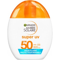 GARNIER Aqua Fluide Protecteur Invisible Visage Super UV Spf 50 Haute Protection Ambre Solaire 40ml