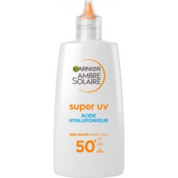 GARNIER Crème solaire Visage Spf50+ Très Haute Protection Super Uv Acide Hyaluronique Ambre Solaire 40ml