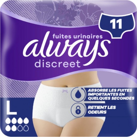 ALWAYS Culottes fuites urinaires TailleL Plus Protection Intégrale Discreet
