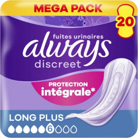 ALWAYS Serviettes pour Fuites Urinaires Protection Intégrale Long Plus Discreet