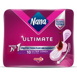 NANA Serviettes Hygiéniques avec Ailettes Ultra Long+ Flux Abondant Ultimate