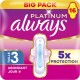 ALWAYS Serviettes Hygiéniques avec Ailettes Flux Abondant Taille 3 Platinum
