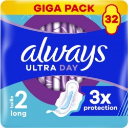 ALWAYS Serviettes Hygiéniques Avec Ailettes Long Taille 2 Ultra Day