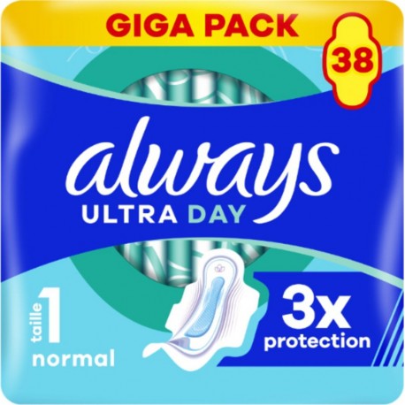 ALWAYS Serviettes Hygiéniques Avec Ailettes Normal Taille 1 Ultra Day