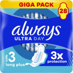 ALWAYS Serviettes Hygiéniques Ultra Day Avec Ailettes Long PlusTaille 3