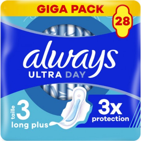 ALWAYS Serviettes Hygiéniques Ultra Day Avec Ailettes Long PlusTaille 3