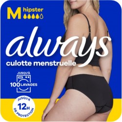 ALWAYS Culotte menstruelle Taille 40/42 Noire Lavable Hipster Flux Modéré à Abondant