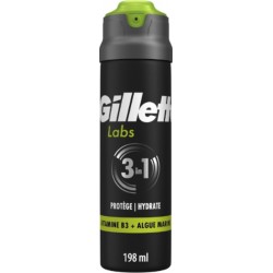 GILLETTE Gel à Raser 3en1 Protège et Hydrate Vitamine B3 et Algue Marine Labs 198ml