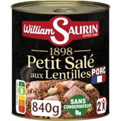 WILLIAM SAURIN Petit Salé aux Lentilles Carottes et Oignons 840g