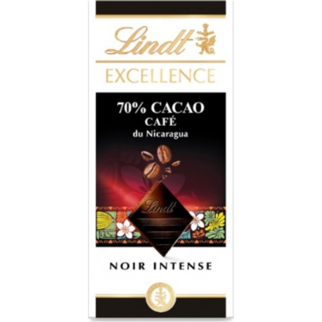 LINDT Tablette De Chocolat Noir Intense Café Nicaragua Noir 70%