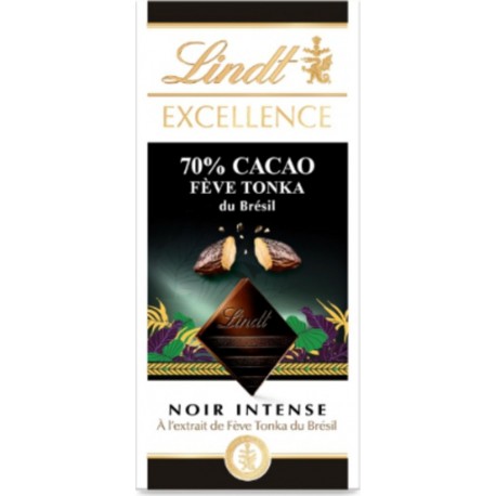 LINDT Tablette De Chocolat EXCELLENCE Tonka du Brésil Noir
