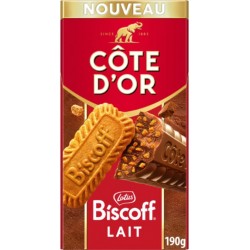 COTE D'OR Tablette de Chocolat au Lait Eclats de Biscuit Croustillant Biscoff 190g