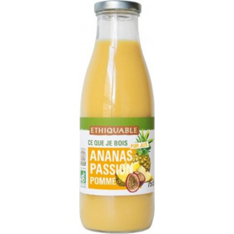 Ethiquable Pur Jus Ananas Passion Pomme Bio 75cl