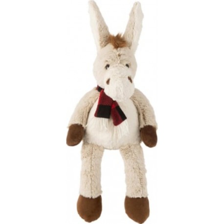 PARIS PRIX Peluche Âne écharpe 33cm Beige