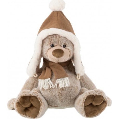 PARIS PRIX Peluche Ours chapeau 38cm Marron