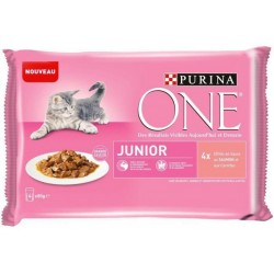 PURINA ONE Junior - Sachet fraîcheur au saumon - Pour chaton de 1 à 12 mois 4X85g
