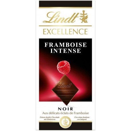 Lindt Excellence Noir aux Délicats Éclats de Framboise Intense 100g (lot de 4)