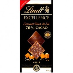 Lindt Excellence Noir Caramel Fleur de Sel 70% Cacao 100g (lot de 4)