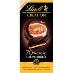 Lindt Création Coeur Craquant Crème Brûlée Caramélisée Enrobé d’un Fin Chocolat Noir 70% Cacao 140g (lot de 4)