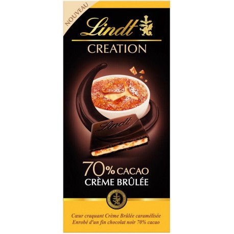 Lindt Création Coeur Craquant Crème Brûlée Caramélisée Enrobé d’un Fin Chocolat Noir 70% Cacao 140g (lot de 10)