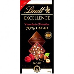 Lindt Excellence Noir Framboise Noisettes 70% Cacao 100g (lot de 4)