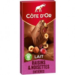 Côte d’Or Lait Raisins & Noisettes Entières 180g (lot de 3)