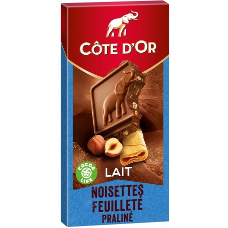 Côte d’Or Lait Noisettes Feuilleté Praliné 180g (lot de 3)