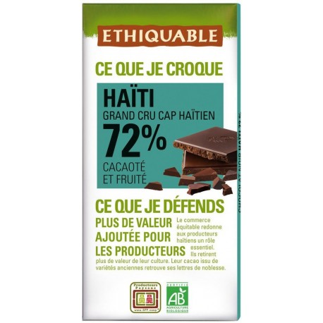 Ethiquable Haïti Grand Cru Cap Haïtien Cacaoté et Fruité 100g (lot de 9)