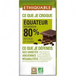 Ethiquable Équateur Nicaragua 80% Intense et Floral 100g (lot de 15)