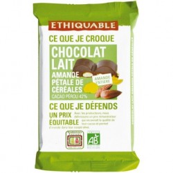 Ethiquable Chocolat Lait Amande Pétale de Céréales 100g (lot de 6)