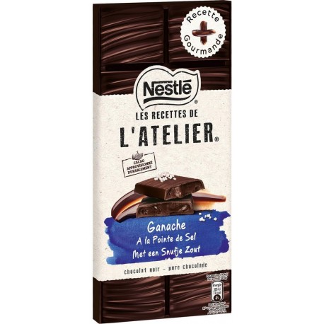 Nestlé Les Recettes de l’Atelier Ganache à la Pointe de Sel Chocolat Noir 150g (lot de 2)