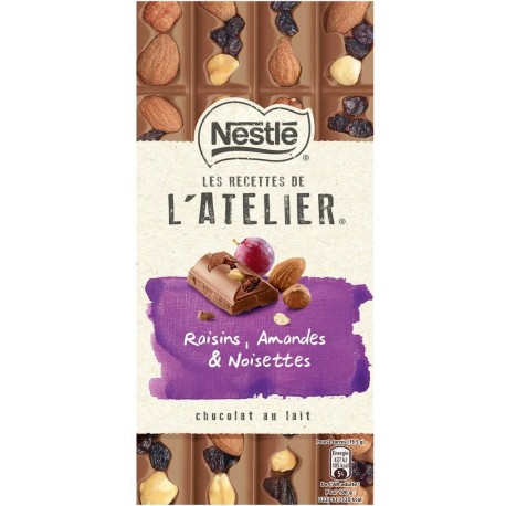 Nestlé Les Recettes de l’Atelier Raisins Amandes & Noisettes Chocolat au Lait 195g (lot de 2)