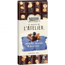 Nestlé Les Recettes de l’Atelier Myrtilles Amandes & Noisettes Chocolat Noir 195g (lot de 2)