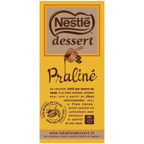 Nestlé Dessert Tablette Chocolat Praliné 170g (lot de 3) (Lot économique de 3 tablettes)