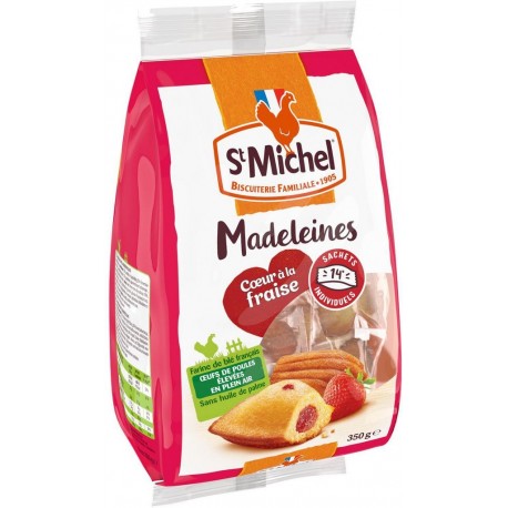 St Michel Madeleines Coeur à la Fraise 350g (lot de 3)