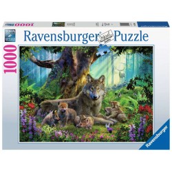 Ravensburger Puzzle 1000 pièces - Famille de loups dans la forêt