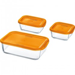 Boîte hermétique orange en verre - Vendue par 3 - Keep'n Box - Luminarc
