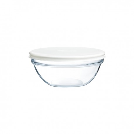 Luminarc Saladier en verre + couvercle blanc 14cm - Empilable