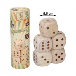 5 dés en bois XL jeu jouet dé