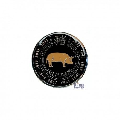 Poker Weight Card Guard COCHON - 2 faces différentes - 50mm- en laiton