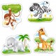 Puzzle Animaux africains, 4x Puzzle 3 + 4 + 6 + 9 Pièces