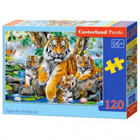 Puzzle Tigres au bord du ruisseau, Puzzle 120 couleurs