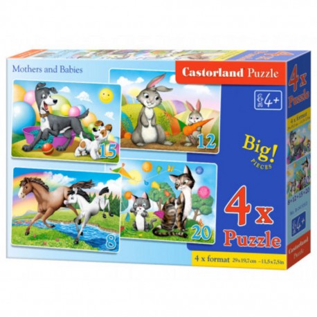 Puzzle Mères et Bébés, 4xPuzzle (8 + 12 + 15 + 20)