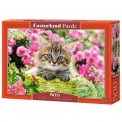 Puzzle Chaton dans un jardin de fleurs, Puzzle 500 pièces