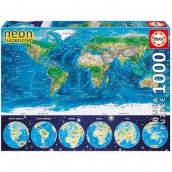 Puzzle Mappemonde neon