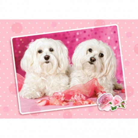 Puzzle Deux chiens en rose