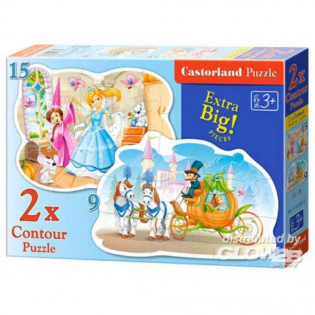 Puzzle Cendrillon, 2 x casse-tête (9 + 15) pièces