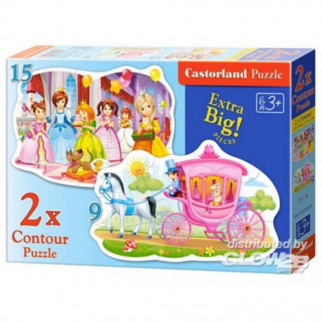 Puzzle Les parties Princess Ball, 2xPuzzle (9 + 15)